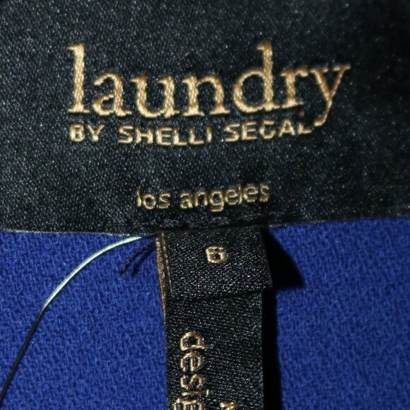 NEW Laundry by Shelli Segal Royal Blue Crepe Zipper Cuff Keyhole Sheath Dress 6 - Picture 7 of 8